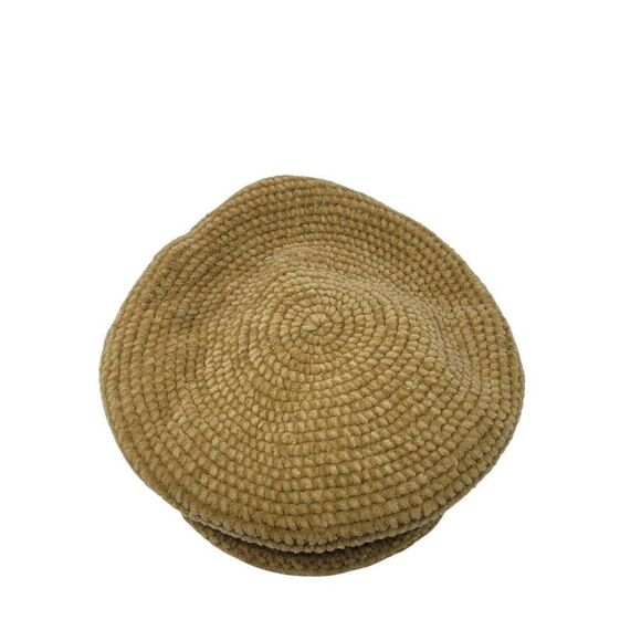 Vintage Inspired Camel Chenille Knit Beret Hat Winter Accessory City Classic - Picture 2 of 7